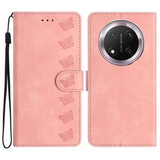 Custodia per telefono in pelle goffrata For Honor X9C Seven Butterflies (rosa)