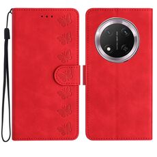 Custodia per telefono in pelle goffrata For Honor X9C Seven Butterflies (rosso)