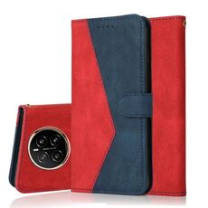 Custodia per telefono in pelle con cuciture bicolore per Honor Magic7 (rosso blu)
