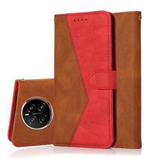 Custodia per telefono in pelle con cuciture bicolore per Honor Magic7 (marrone rosso)