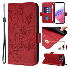 Per Asus Zenfone 12 Ultra Custodia in pelle antifurto RFID in rilievo rosa (rosso)