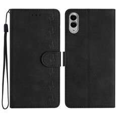 Per Samsung Galaxy S25 Edge 5G Custodia per telefono in pelle goffrata Seven Butterflies (nero)