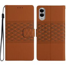 Per Samsung Galaxy S25 Edge 5G Custodia in pelle con effetto pelle diamantata (marrone)