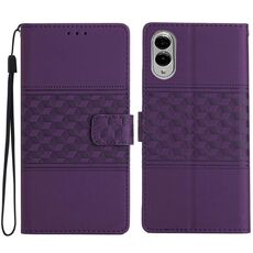 Per Samsung Galaxy S25 Edge 5G Custodia in pelle con effetto pelle in rilievo a diamante (viola)