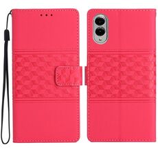 Per Samsung Galaxy S25 Edge 5G Custodia in pelle con effetto pelle di diamante in rilievo (rosso)
