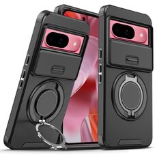 Per Google Pixel 9 / 9 Pro Custodia per telefono con supporto ad anello scorrevole Camshield (nero)