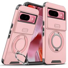 Per Google Pixel 9 / 9 Pro Custodia per telefono con supporto ad anello scorrevole Camshield (rosa)