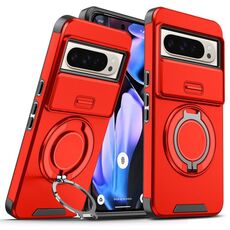 Per Google Pixel 9 Pro XL Custodia per telefono con supporto ad anello scorrevole Camshield (rosso)