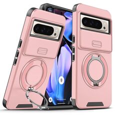 Per Google Pixel 9 Pro XL Custodia per telefono con supporto ad anello scorrevole Camshield (rosa)