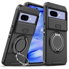 Per Google Pixel 9a Custodia per telefono con supporto ad anello scorrevole Camshield (nero)