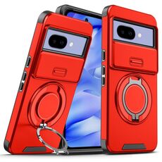 Per Google Pixel 9a Custodia per telefono con supporto ad anello scorrevole Camshield (rosso)