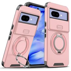 Per Google Pixel 9a Custodia per telefono con supporto ad anello scorrevole Camshield (rosa)