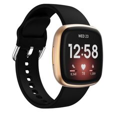 Cinturino in silicone con fibbia ad ardiglione Kalebol per Fitbit Versa 3/4 (nero)