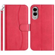 Per Samsung Galaxy S25 Edge 5G Custodia in pelle a forma di S a doppia piega (rosso rosa)