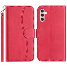 Per Samsung Galaxy S23 FE 5G Custodia in pelle a forma di S con doppia piegatura (rosso rosa)