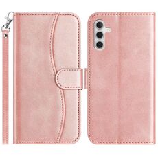Per Samsung Galaxy S23 FE 5G Custodia in pelle a forma di S con doppia piegatura (oro rosa)