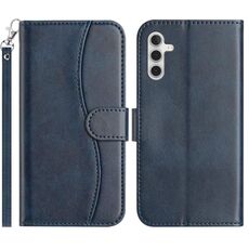 Per Samsung Galaxy S23 FE 5G Custodia in pelle a forma di S a doppia piega (blu navy)