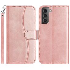 Per Samsung Galaxy S22+ 5G Custodia in pelle a forma di S con doppia piegatura (oro rosa)