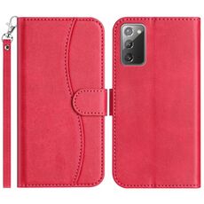 Per Samsung Galaxy Note20 Custodia in pelle a forma di S con doppia piegatura (rosso rosa)