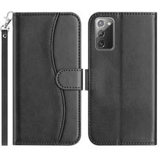 Per Samsung Galaxy Note20 Custodia per telefono in pelle a forma di S a doppia piega (nero)