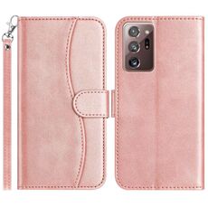 Per Samsung Galaxy Note20 Ultra Custodia per telefono in pelle a forma di S con doppia piegatura (oro rosa)