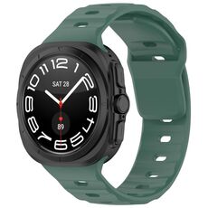 Per Samsung Galaxy Watch Ultra 47mm Kalebol Square Buckle Cinturino in silicone (verde scuro)