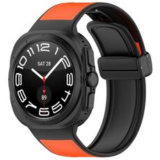 Per Samsung Galaxy Watch Ultra 47mm Kalebol Composite Silicone Folding Magnetic Buckle Watch Band (Arancione)