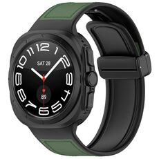 Per Samsung Galaxy Watch Ultra 47mm Kalebol Composite Silicone Folding Magnetic Buckle Watch Band (Verde)