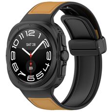 Per Samsung Galaxy Watch Ultra 47mm Kalebol Composite Silicone Folding Magnetic Buckle Watch Band (Marrone chiaro)