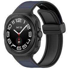 Per Samsung Galaxy Watch Ultra 47mm Kalebol Composite Silicone Folding Magnetic Buckle Watch Band (Blu scuro)