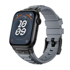 Per Apple Watch 46mm / 49mm / 45mm / 44mm Kalebol High Stretch Silicone Armor Watch Band (Nero Grigio)