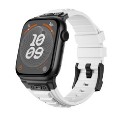 Per Apple Watch 46mm / 49mm / 45mm / 44mm Kalebol High Stretch Silicone Armor Watch Band (Nero Bianco)
