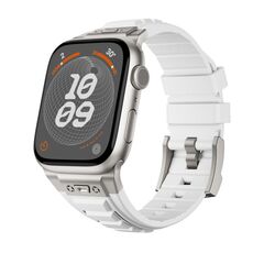 Per Apple Watch 46mm / 49mm / 45mm / 44mm Kalebol High Stretch Silicone Armor Watch Band (bianco titanio)