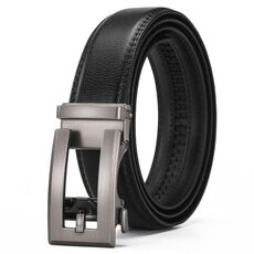 Cintura da uomo in pelle con fibbia automatica Dandali, lunghezza: 120 cm (argento)