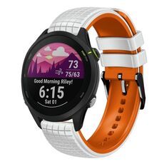 Per cinturino Garmin Forerunner 255 22mm Mesh in silicone bicolore (bianco arancione)