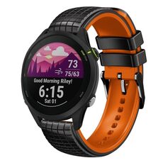 Per cinturino Garmin Forerunner 255 22mm Mesh in silicone bicolore (arancione nero)