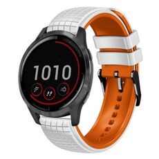 Per cinturino Garmin Vivoactive 4 22mm Mesh in silicone bicolore (bianco arancione)