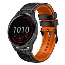 Per cinturino Garmin Vivoactive 4 22mm Mesh in silicone bicolore (arancione nero)