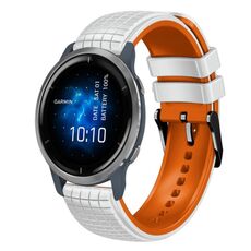 Per cinturino Garmin Venu 2 22mm Mesh in silicone bicolore (bianco arancione)