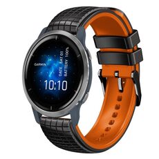 Per cinturino Garmin Venu 2 22mm Mesh in silicone bicolore (arancione nero)
