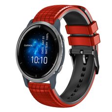Per cinturino Garmin Venu 2 22mm Mesh in silicone bicolore (nero rosso)