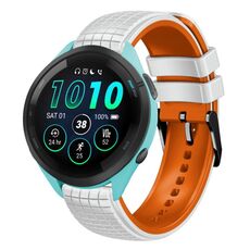 Per Garmin Forerunner265 Music 22mm Mesh cinturino in silicone a due colori (bianco arancione)