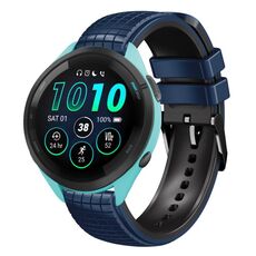 Per Garmin Forerunner265 Music 22mm Mesh cinturino in silicone a due colori (blu scuro nero)