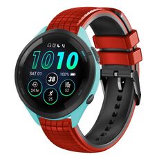 Per Garmin Forerunner265 Music 22mm Mesh cinturino in silicone a due colori (nero rosso)