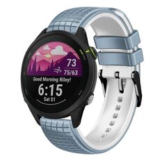 Per Garmin Forerunner 255 Music 22mm Mesh cinturino in silicone a due colori (blu bianco)