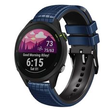 Per Garmin Forerunner 255 Music 22mm Mesh cinturino in silicone a due colori (blu scuro nero)