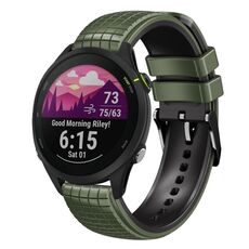 Per Garmin Forerunner 255 Music 22mm Mesh cinturino in silicone a due colori (grigio nero)