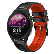 Per Garmin Forerunner 255 Music 22mm Mesh cinturino in silicone a due colori (rosso nero)