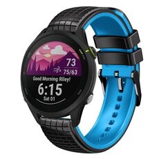 Per Garmin Forerunner 255 Music 22mm Mesh cinturino in silicone a due colori (nero lime)