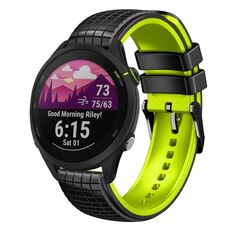 Per Garmin Forerunner 255 Music 22mm Mesh cinturino in silicone a due colori (nero cielo blu)